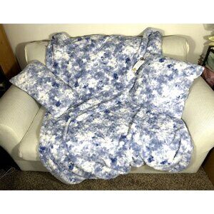 Aviva Stanoff  Blue White Painted Sky Blanket 2 Pillow Set, Super Soft, NWT, MSR